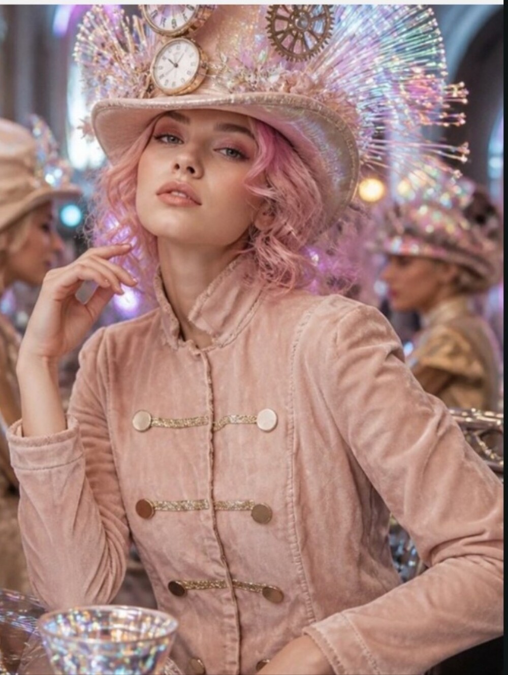 Blush Pink  Military-Style Blazer with Silver Trim